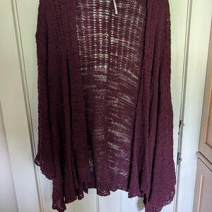 Free People Purple Cable Knit Cardigan Sweater